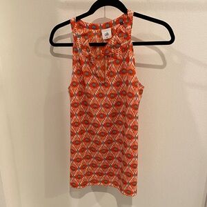 CAbi Vibrant Orange Geometric Tank Top